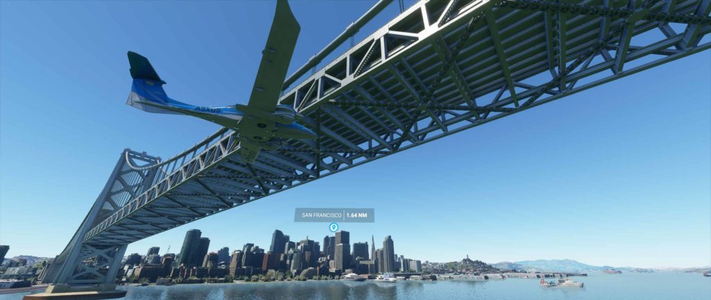 Volare sotto i ponti di San Francisco in Microsoft Flight Simulator