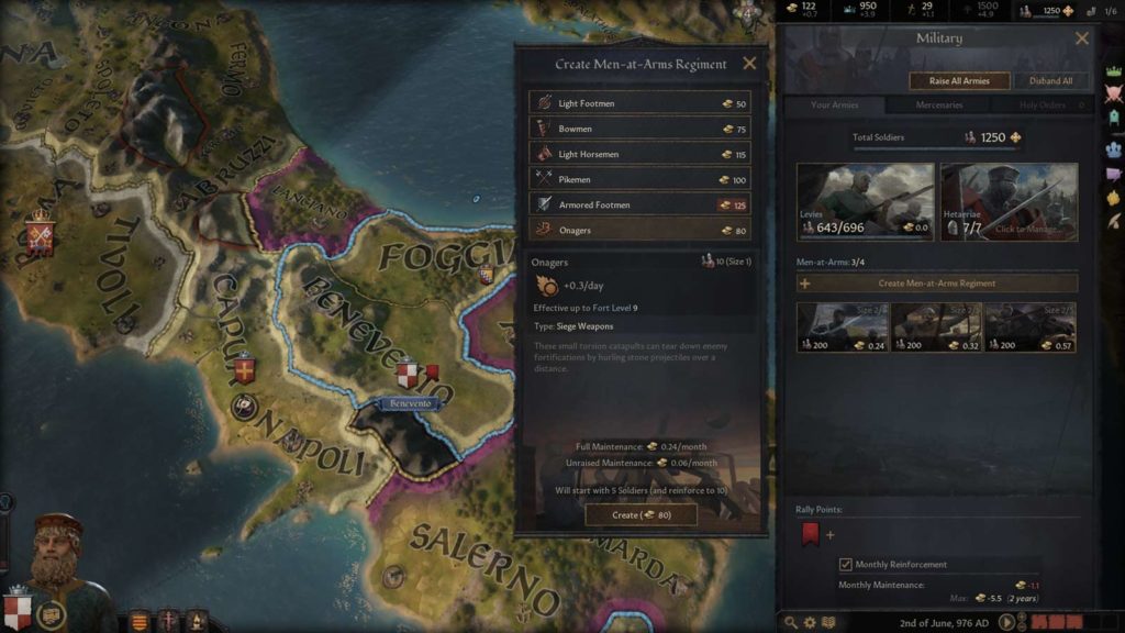 Reclutamento delle truppe in Crusader Kings III