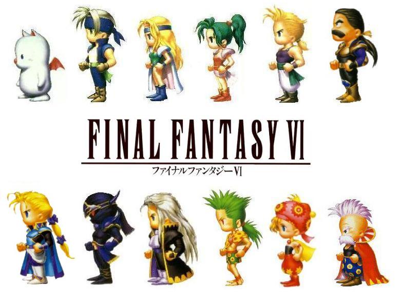 I 12 personaggi principali di Final Fantasy VI, nelle versioni del recente porting mobile del gioco.