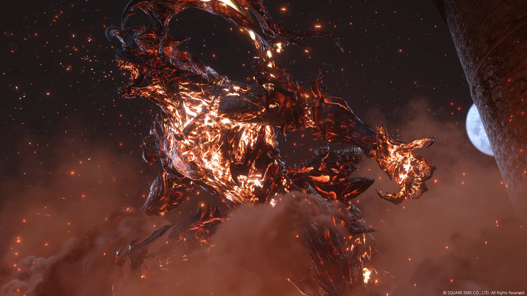 Una creatura legata al fuoco in Final Fantasy XVI