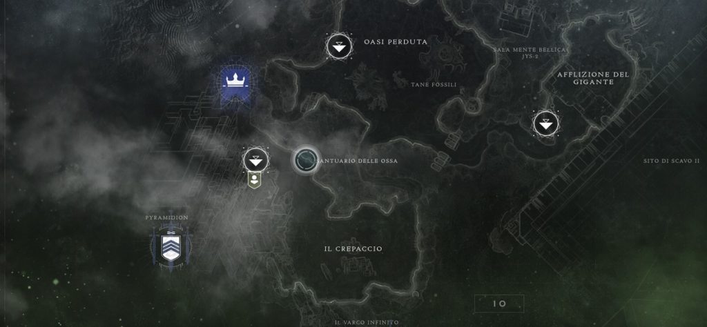 Posizione Santuario delle Ossa in Destiny 2