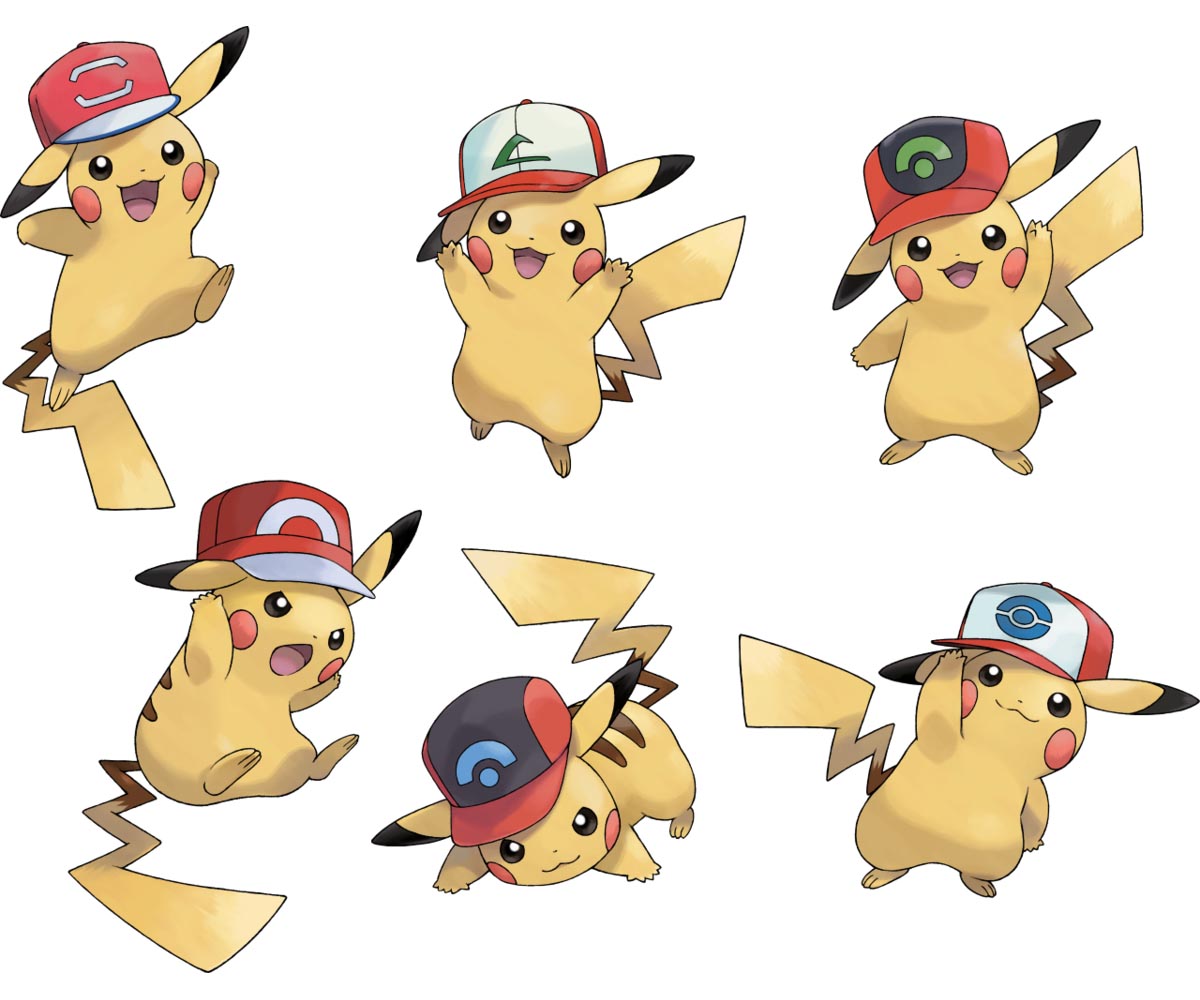 Artwork di alcuni Pikachu disponibili per i 25 anni di Pokémon