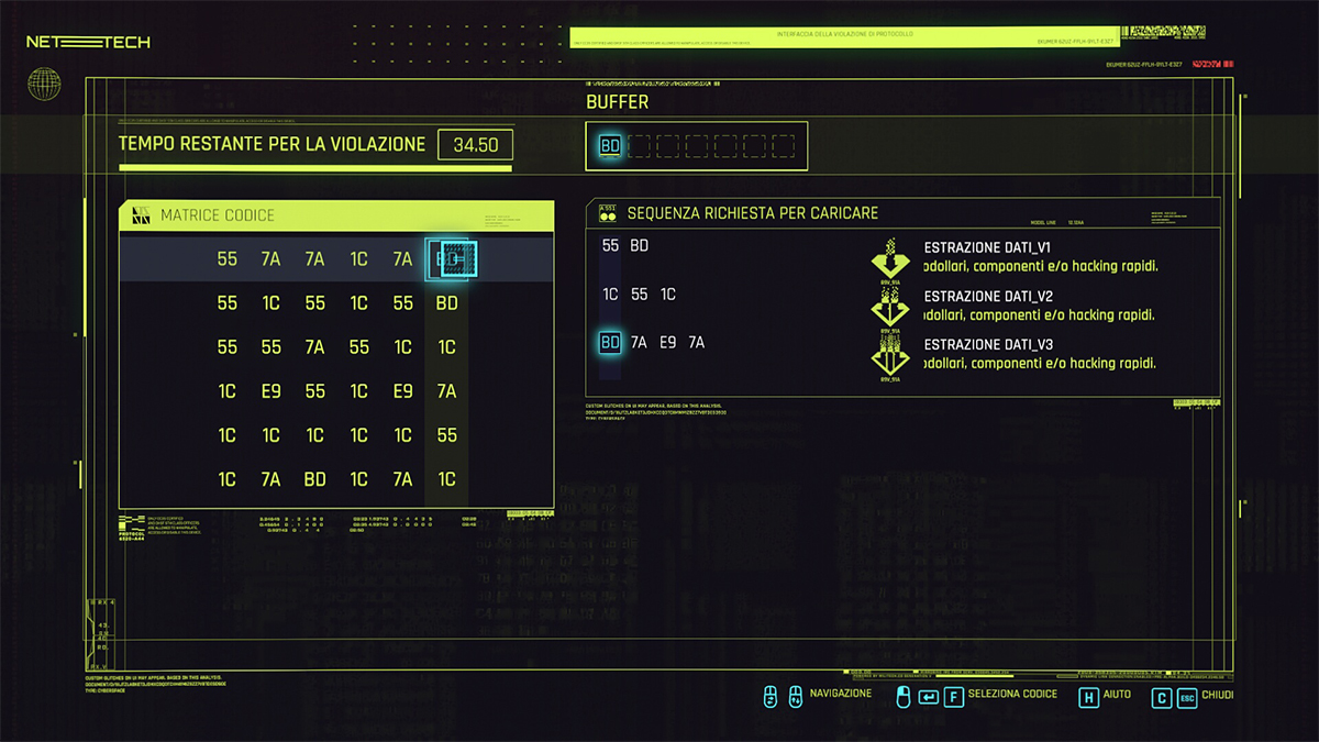 Puzzle degli hacking di Cyberpunk 2077