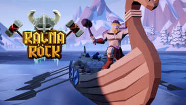 Copertina del gioco, con il logo a sinistra ed una nave vichinga a destra!