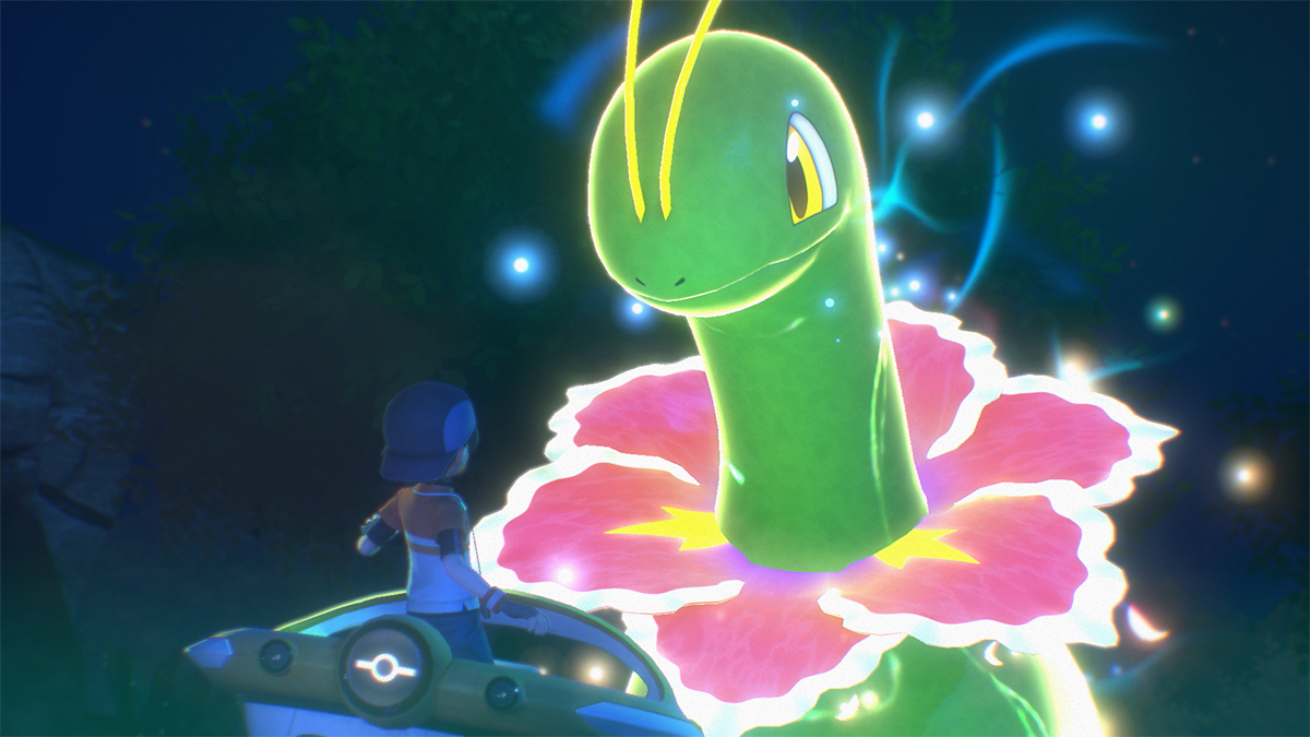 New Pokémon Snap: allenatore sulla navicella NEO-UNO incontra Meganium