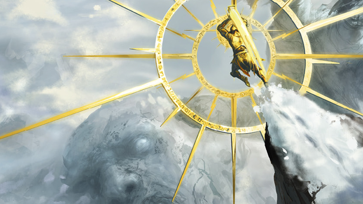 Sigmar contro Behemat durante l'Età del Mito