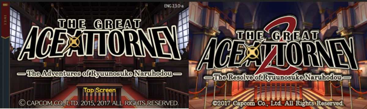 Ace Attorney 1 e 2, title screen