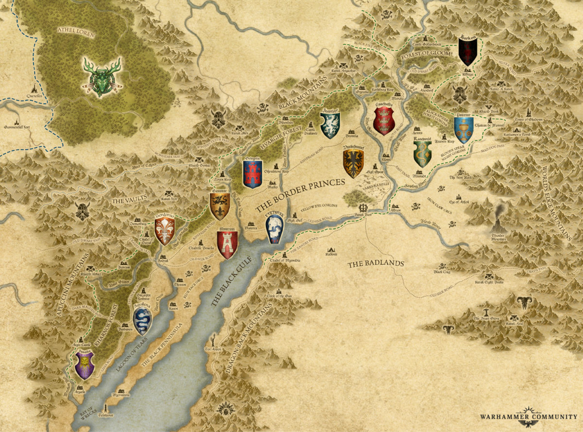 Principati di Confine nella mappa di Warhammer The Old World