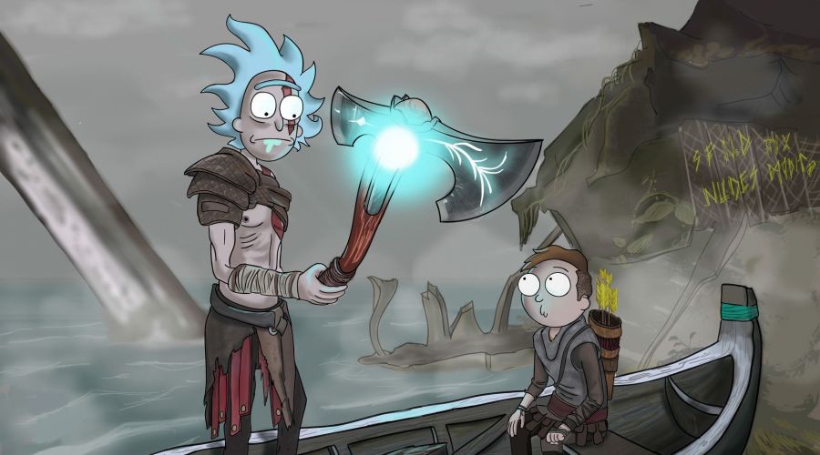 god of war 2018, god of war, god of war fan-art, god of war migliori fan-art, fan-art god of war rick e morty