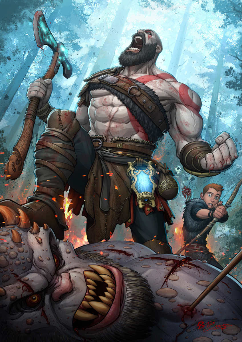 god of war 2018, god of war, god of war fan-art, god of war migliori fan-art, fan-art god of war 2018 patrick brown