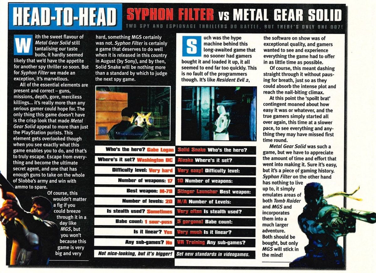 Scan di un articolo su Syphon Filter di Play UK - 1999