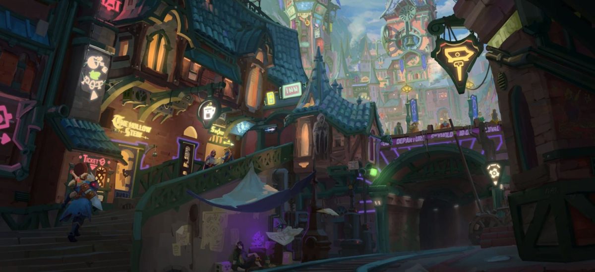Artwork delle vie della città di Skylight che sarà presente nel gioco.