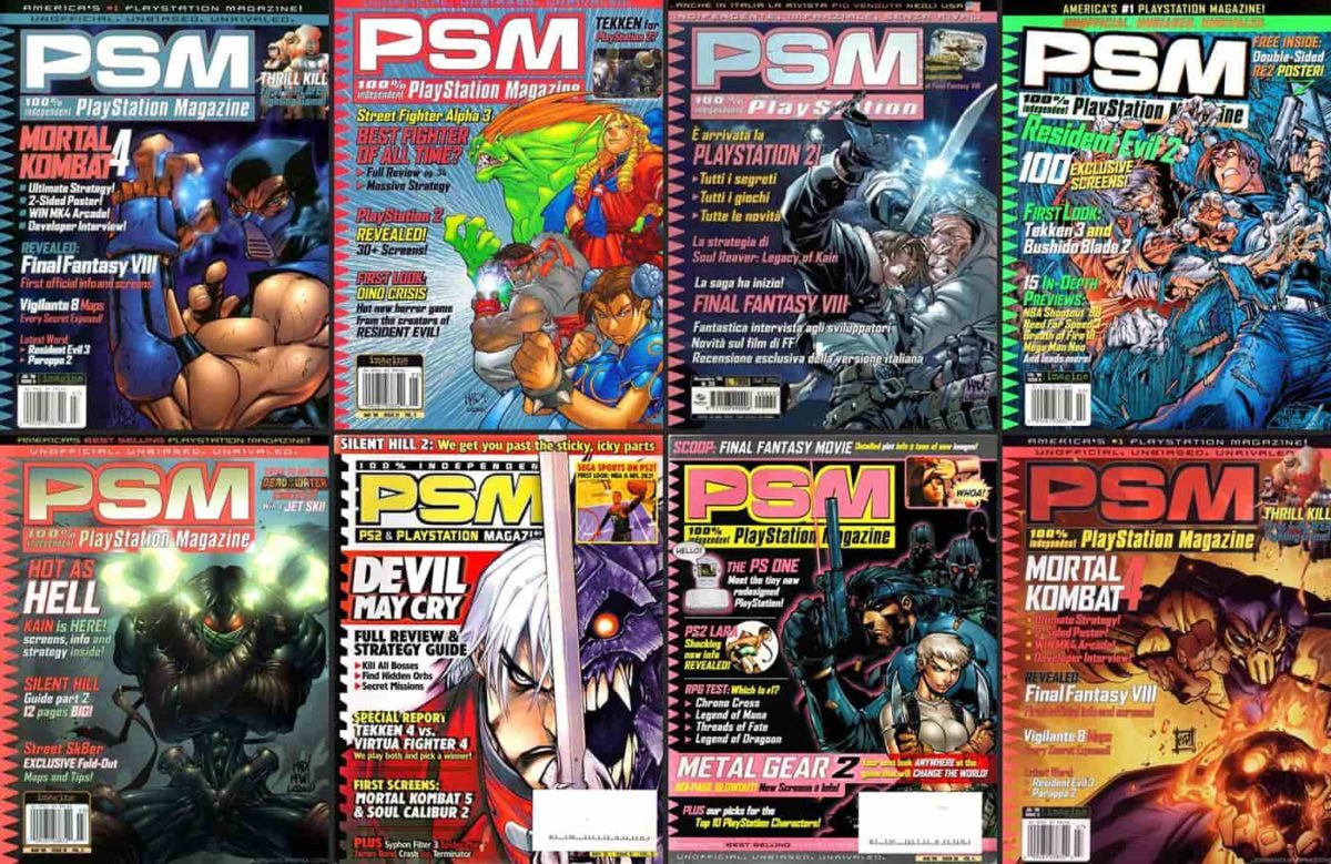 Alcune delle cover più iconiche realizzate da Madureira per PlayStation Magazine.