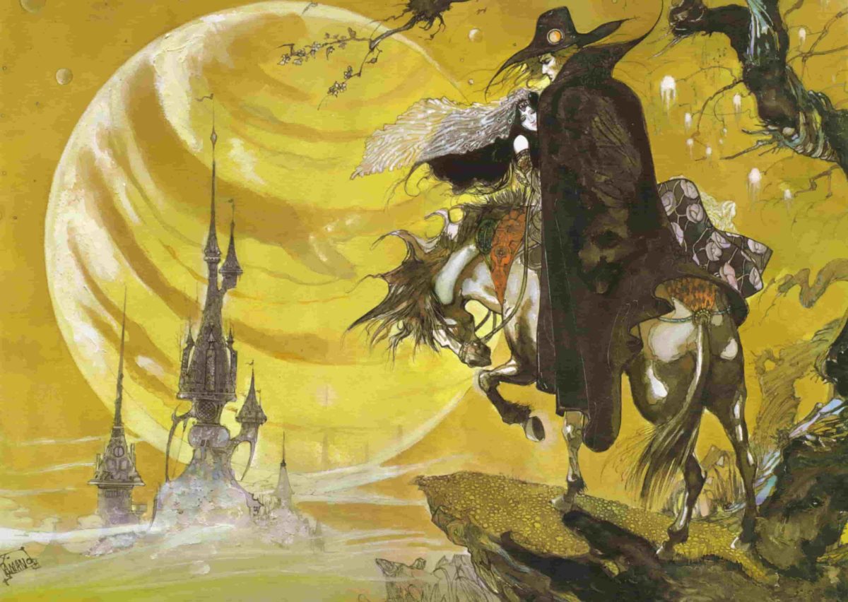 Una delle tante illustrazioni memorabili realizzate da Amano per la saga letteraria Vampire Hunter D.