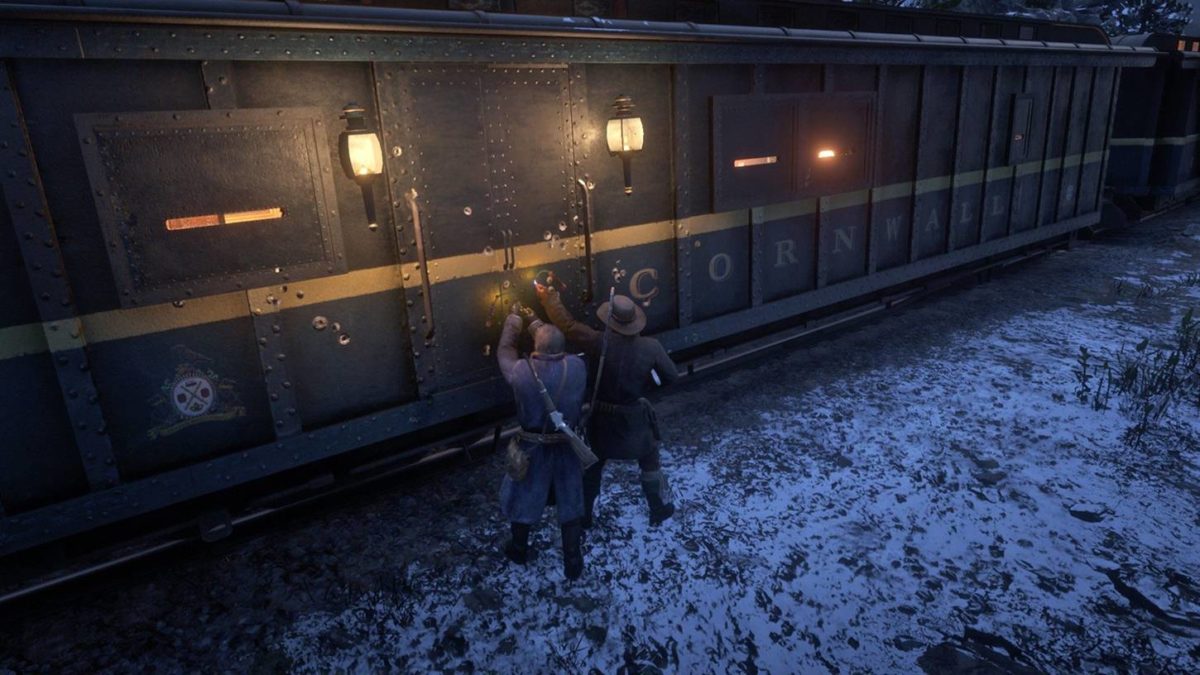 Rapina al treno di Cornwall durante il primo capitolo di Red Dead Redemption 2.