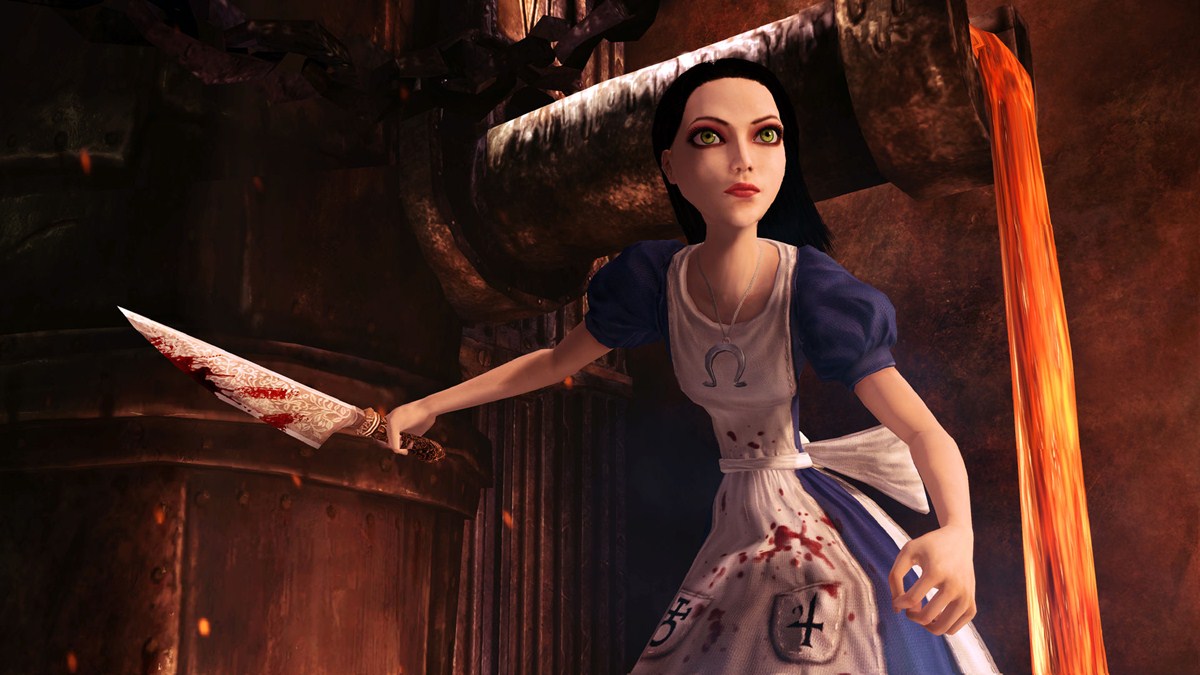 L'Alice di American McGee munita di coltellaccio, sfida i mostri del Paese delle Meraviglie.