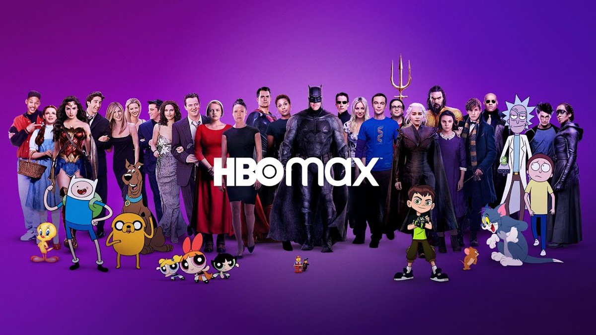 Immagine promozionale di HBO Max che raccoglie i personaggi più famosi presenti nelle serie e nei film della piattaforma.