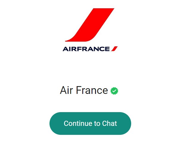 Chat Whatsapp di AirFrance