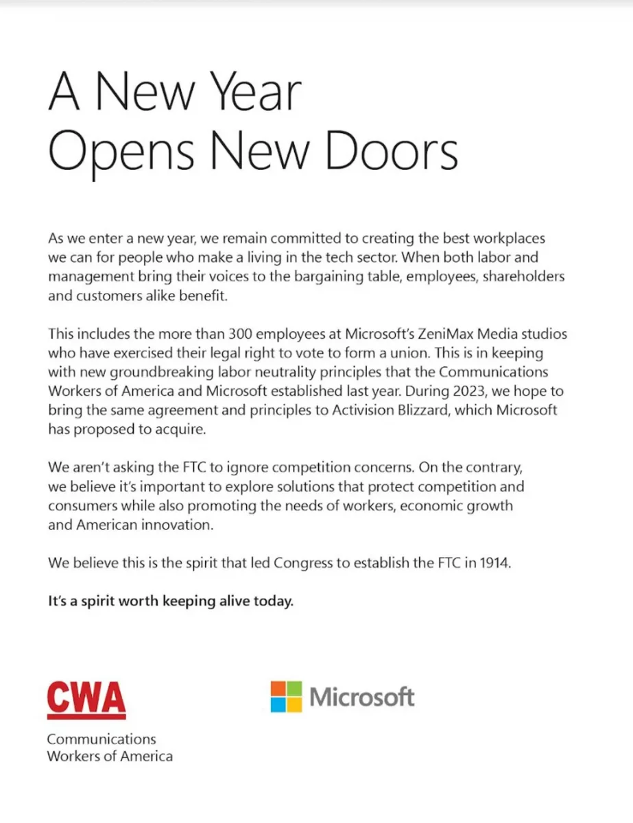 pubblicità di Microsoft siglata con CWA