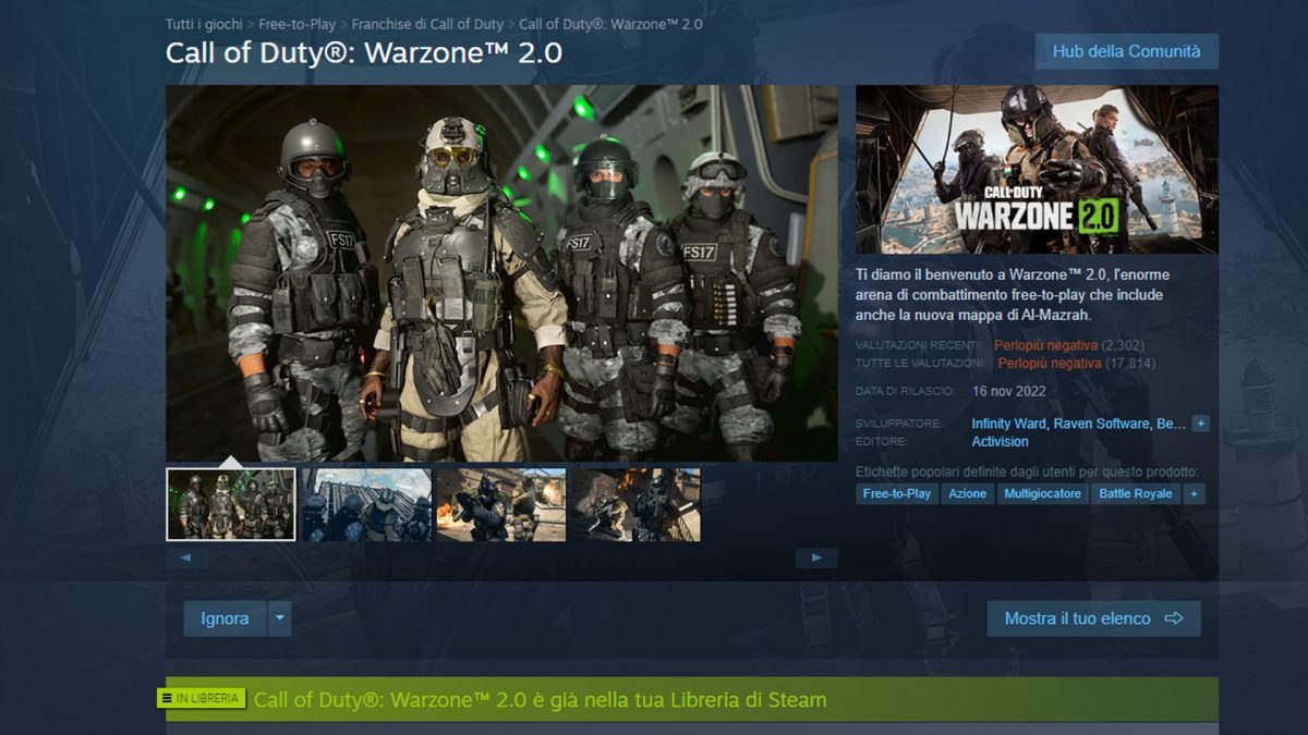 warzone 2 steam recensioni negative