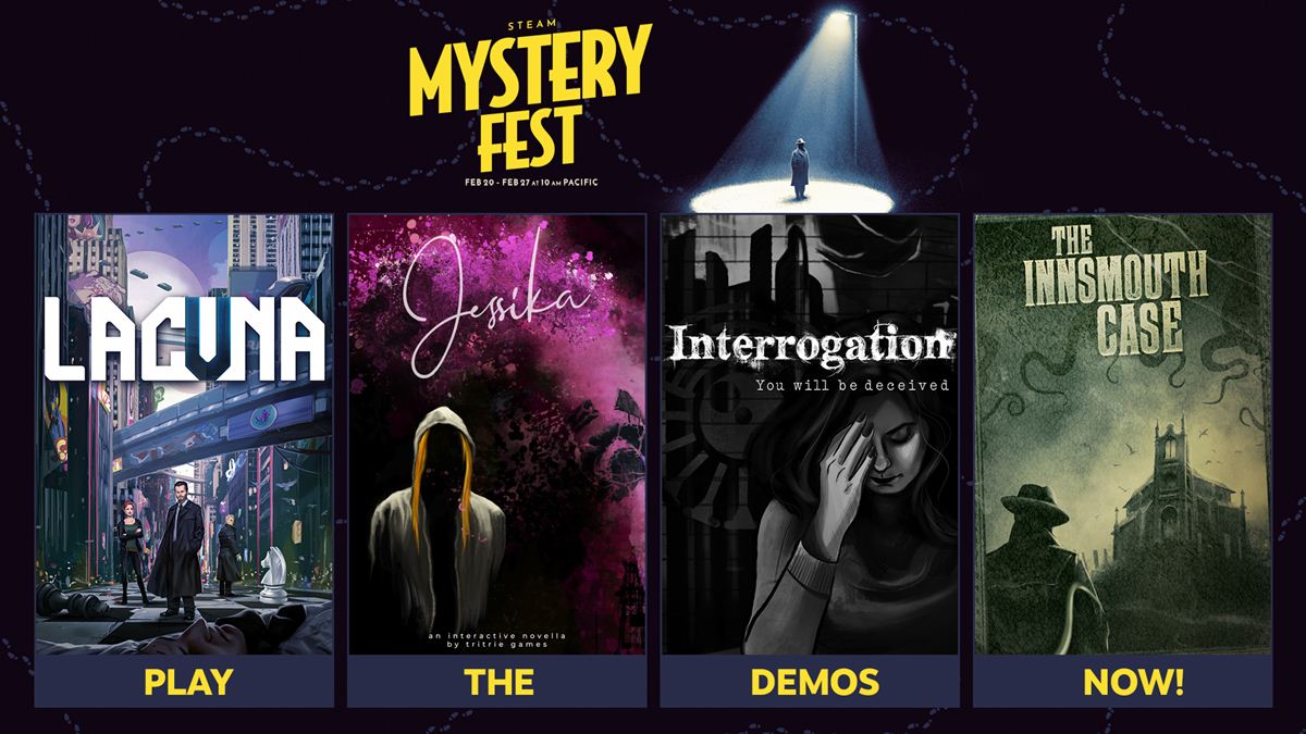 Immagine promozionale che invita gli utenti steam a provare le nuove demo disponibili per il Mistery Fest.