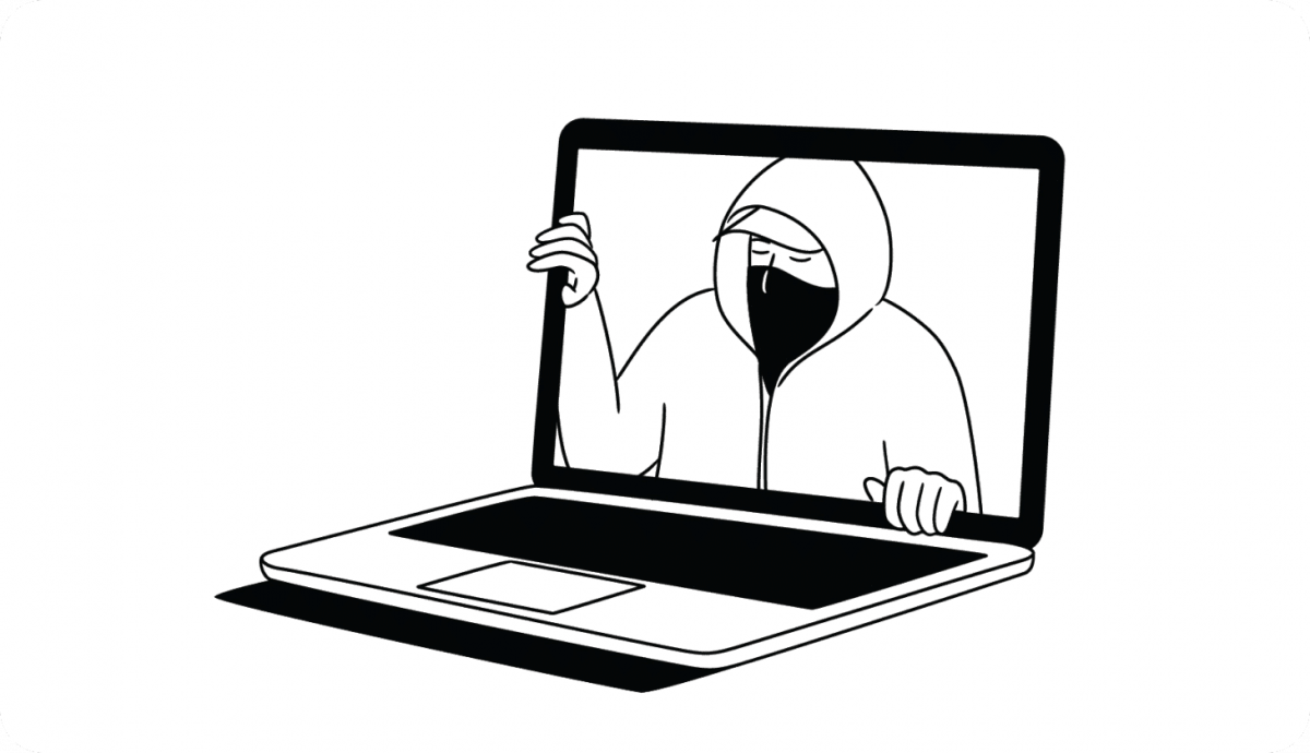 Un hacker esce dallo schermo del PC