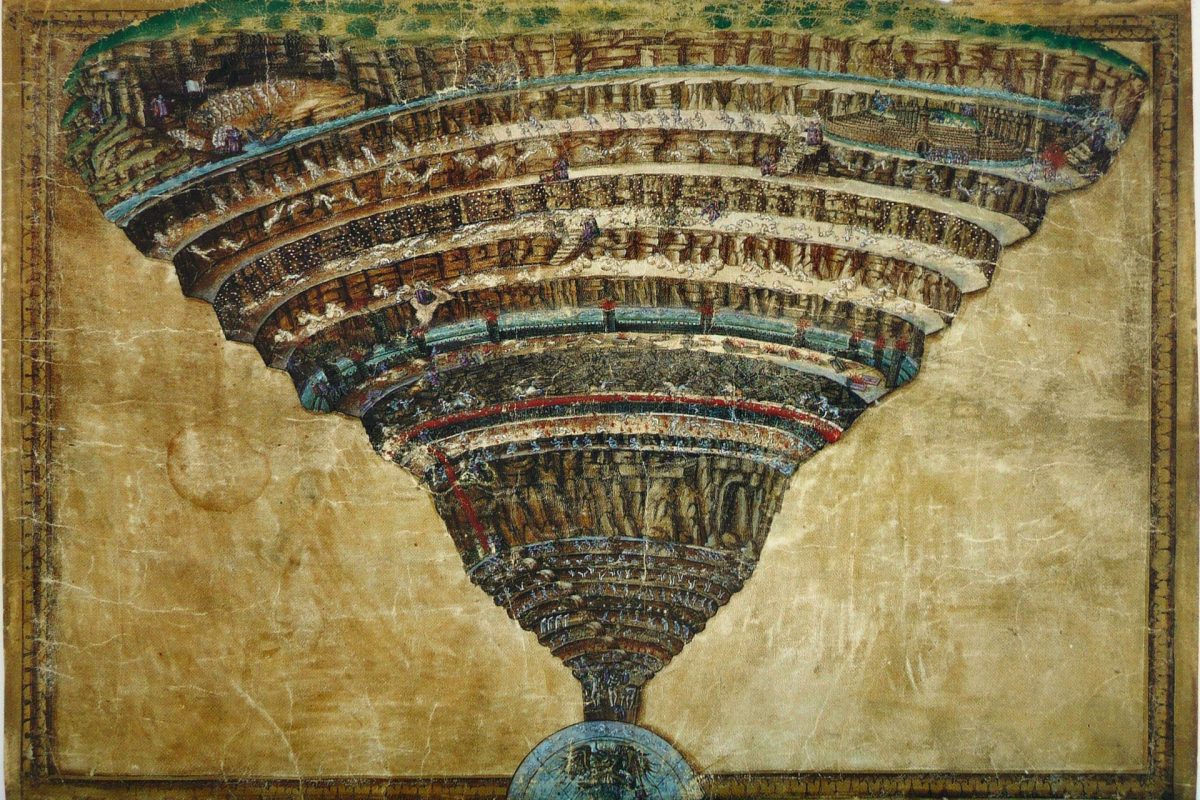Inferno dantesco dipinto da Botticelli