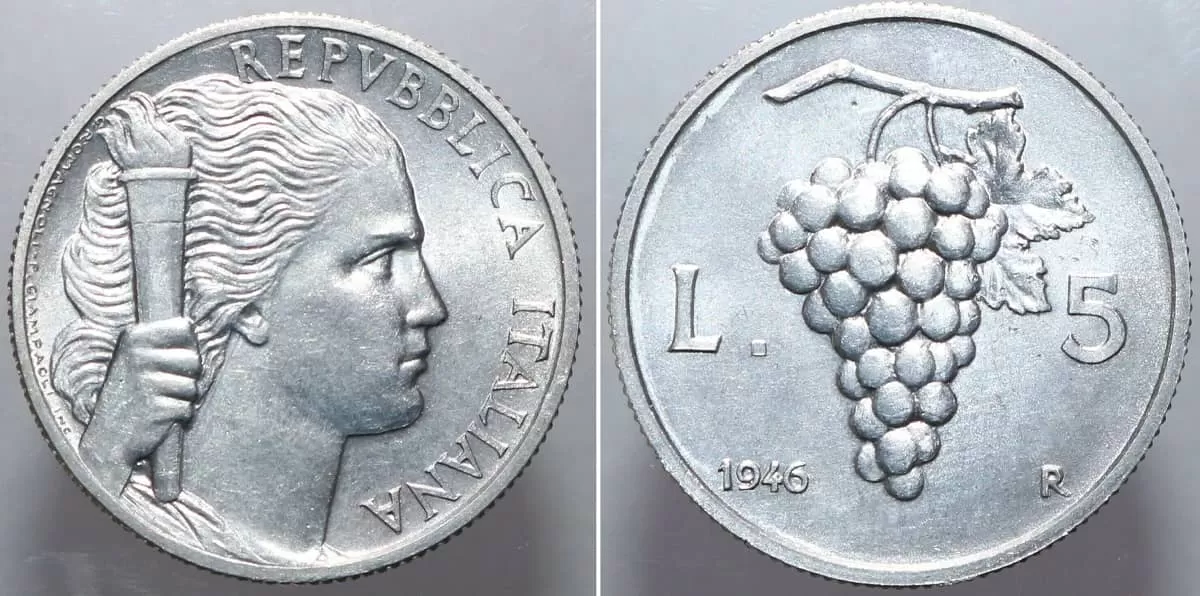 5 lire uva del 1946