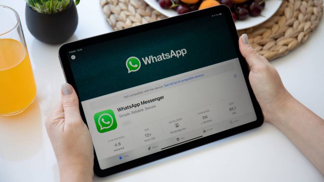 WhatsApp icon on the tablet