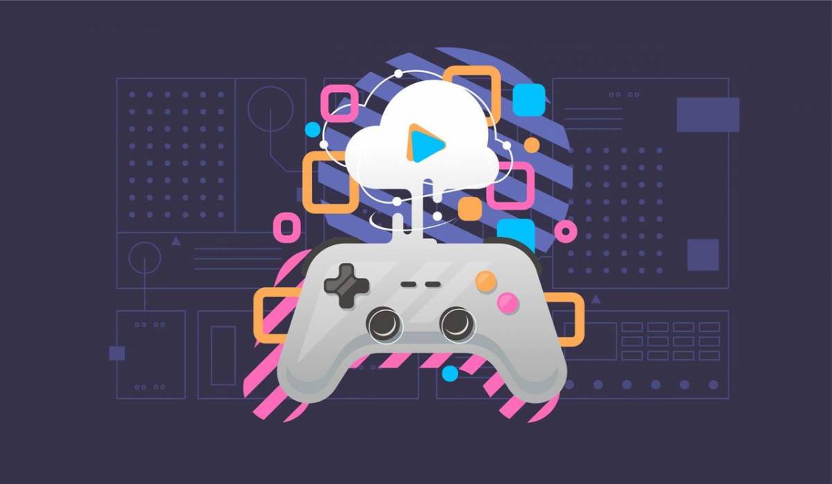 Illustrazione di un joypad connesso al cloud