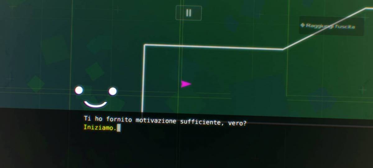 Una schermata di gioco di DATA WING che presenta uno stralcio di dialogo con uno dei software in-game