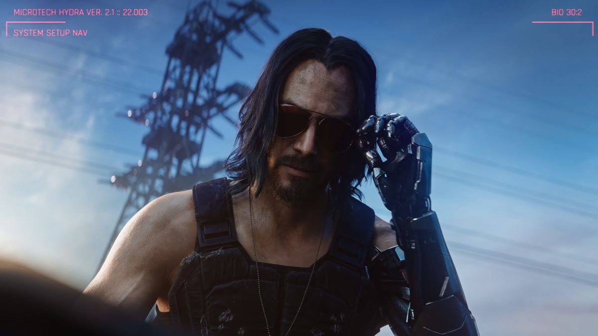 Immagine presa da Cyberpunk con Johnny Silverhand, interpretato da Keanu Reeves