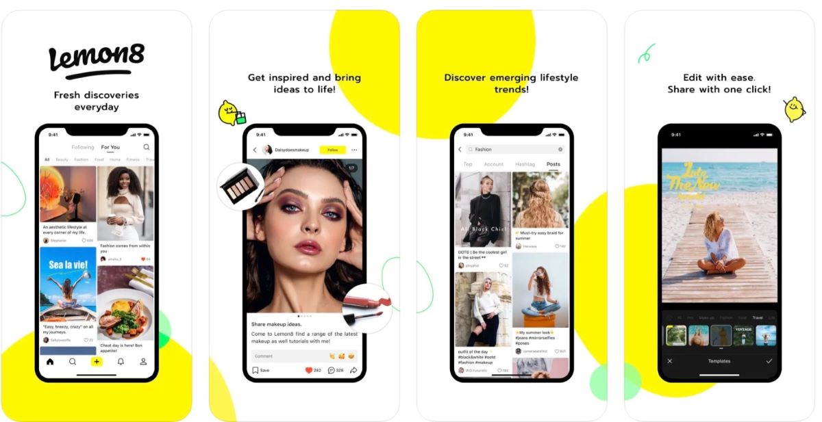 Screen promozionali per l'app Lemon8