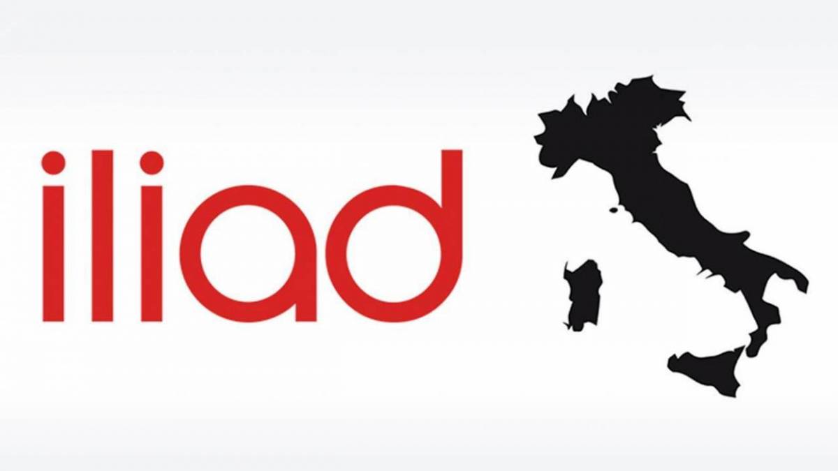 Logo Iliad affiancato dalla silhouette dello stivale italiano.
