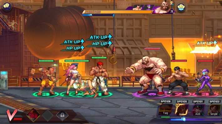 Una schermata di gioco di street fighter: duel