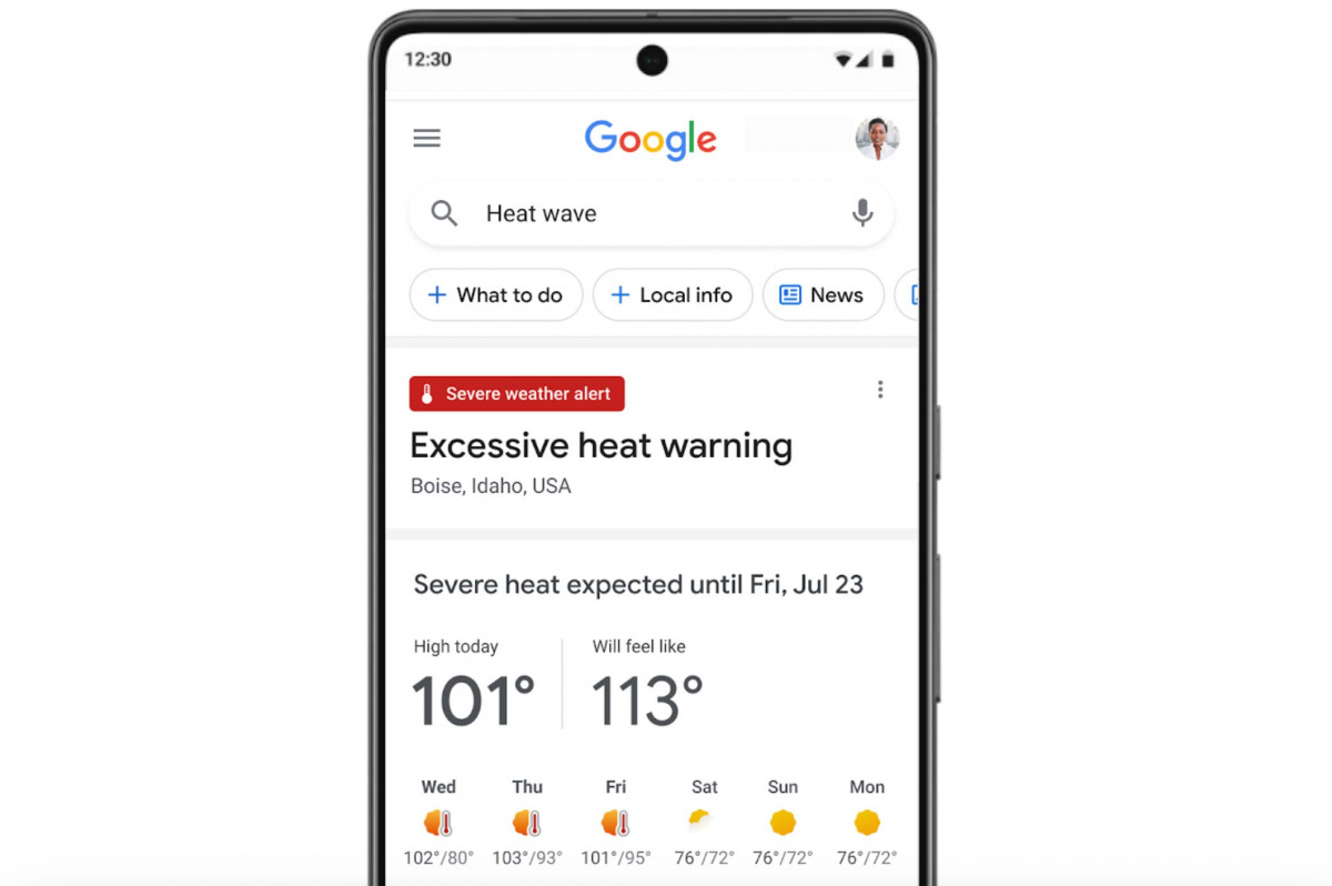 Alert di google sulle ondate di calore