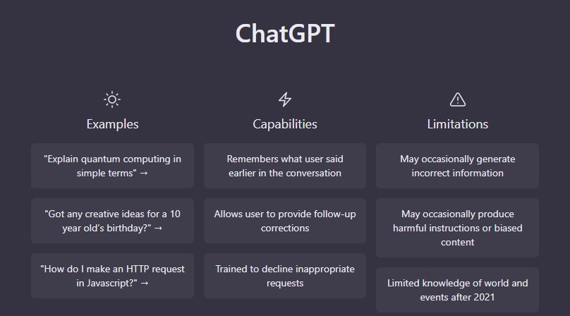 Schermata iniziale di ChatGPT