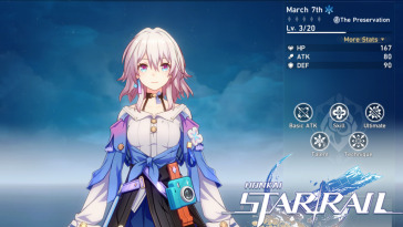 march 7th nella schermata personaggi di honkai star rail