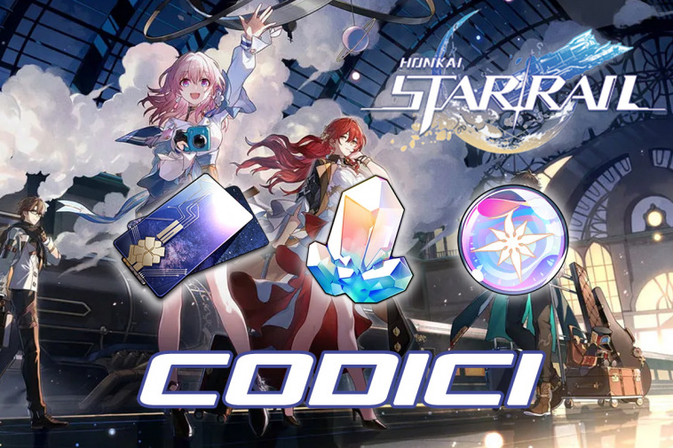 copertina codici honkai star rail con personaggi sullo sfondo e varie ricompense in primo piano