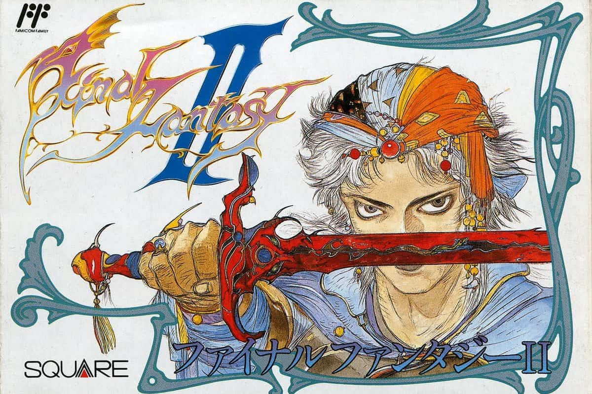 Cover di Final Fantasy II che ritrae il protagonista Firion, realizzata, anche stavolta, da Yoshitaka Amano.