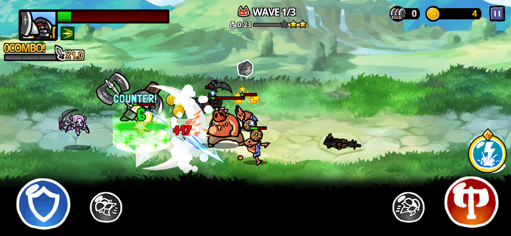 screenshot di un combattimento caotico di gioco