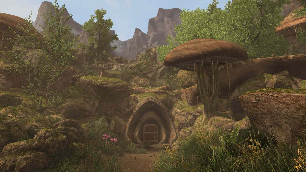 Paesaggio di Skywind, mod di Skyrim ambientata in Morrowind.