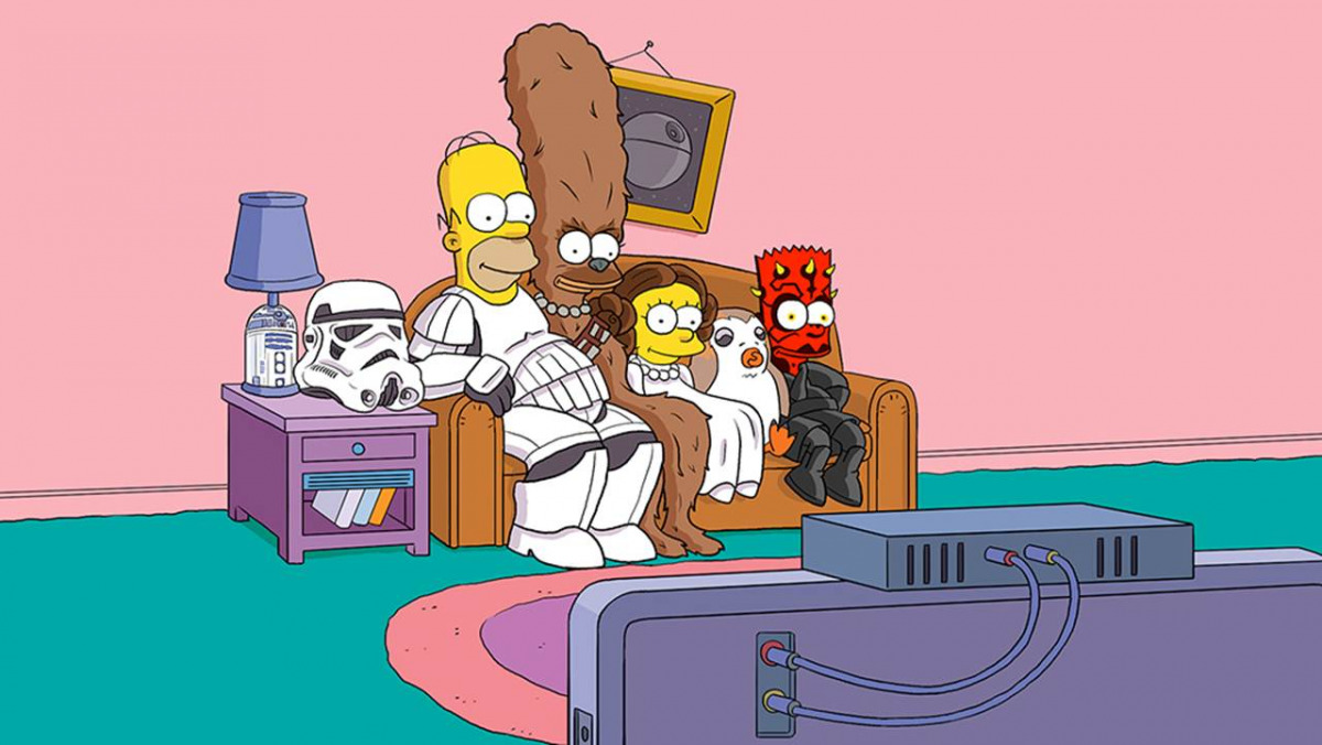 Mashup della famiglia Simpson con i personaggi di Star Wars