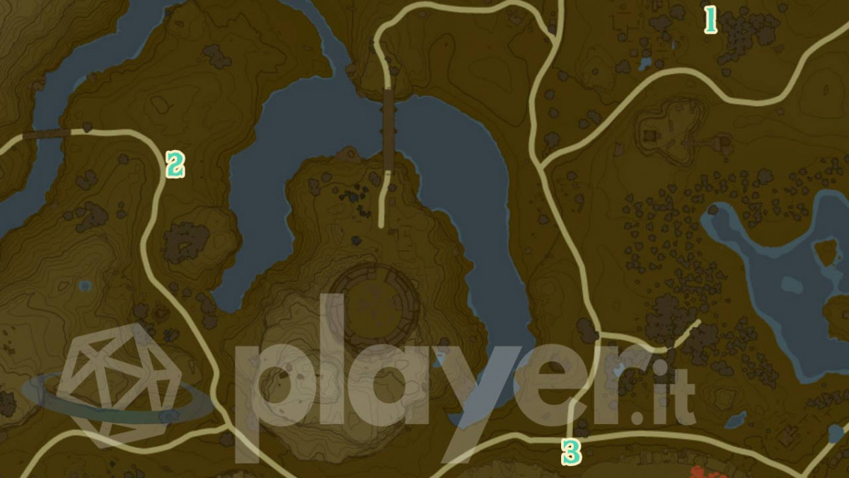 Frazione di mappa della Piana di Hyrule dove trovare i Cartelli di Miceda in The Legend of Zelda: Tears of the Kingdom.