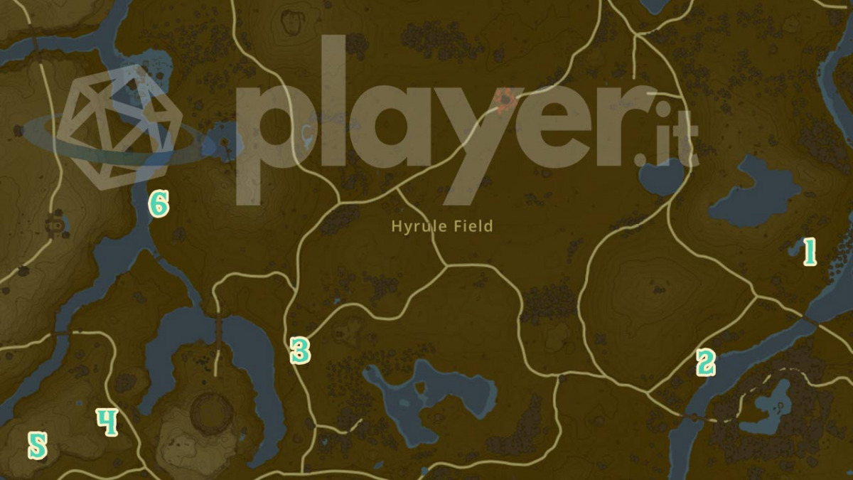 Mappa della Piana di Hyrule con i punti dove trovare i pozzi di The Legend of Zelda: Tears of the Kingdom.