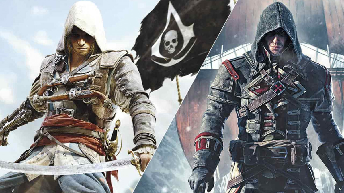 Cover di Assassin’s Creed: The Rebel Collection con i protagonisti di Black Flag e Rogue