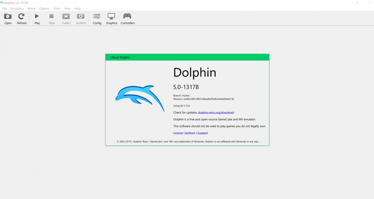 Schermata di Dolphin 5.0 su Windows 10
