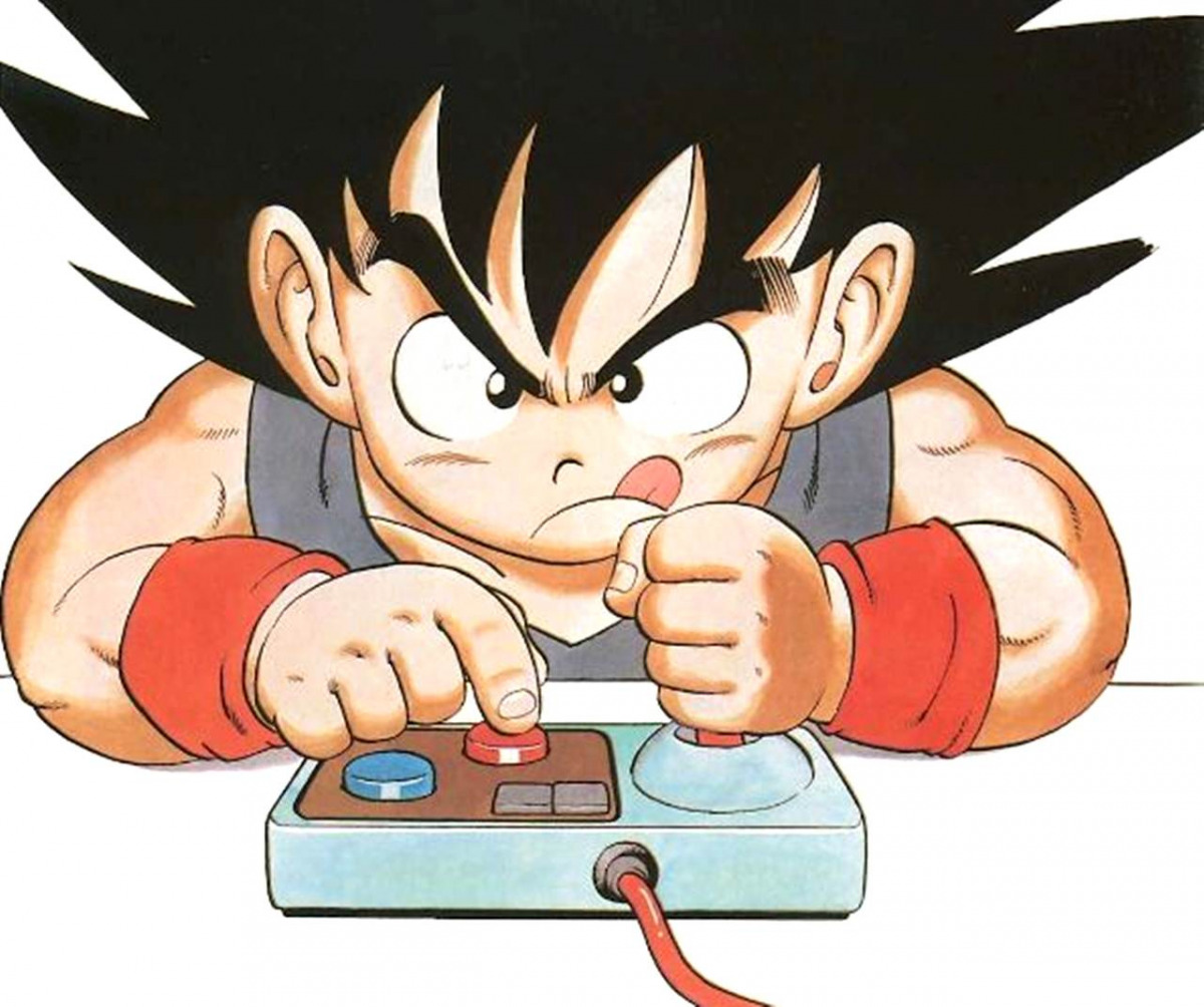 Goku bambino che videogioca.