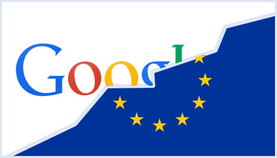 Logo di Google sovrapposto dalla bandiera europea
