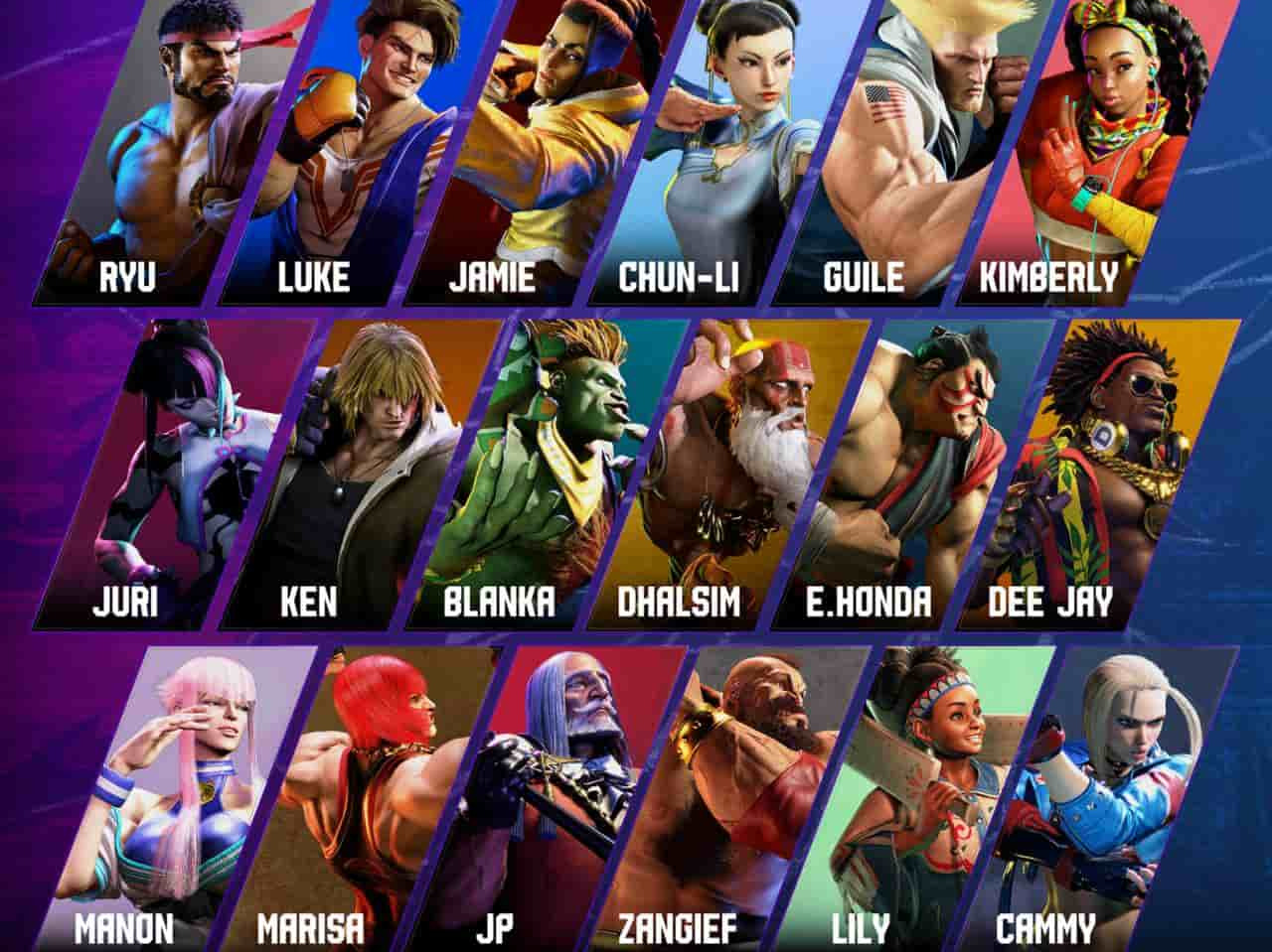 Il roster di Street Fighter 6 al lancio